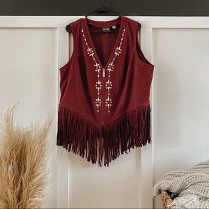 Boho Vintage Fringe Vest NWOT